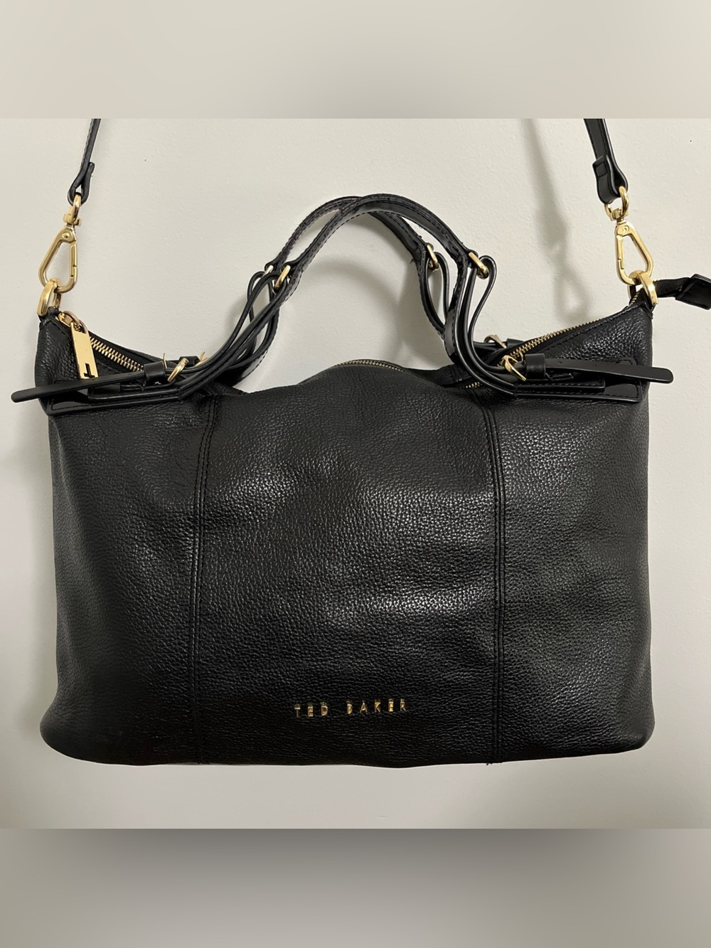 Ted Baker Pebbled Leather Top Handle Satchel Crossbody Handbag